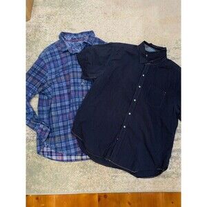 SET (2) Tommy Bahama Shirt Mens Size XL Plaid Coastline Cord & Short Sleeve Top